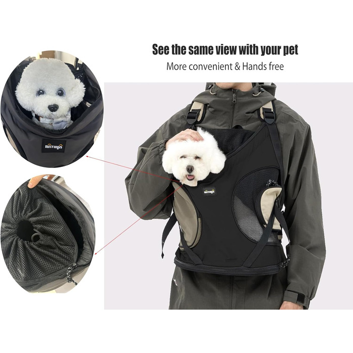 NATUYA Сумка-переноска для собак, переноска для тварин з м'яким дном, 2 кишені на блискавці, для подорожей, хаджінгу, переноска для собак з переднім доступом (Сірий)