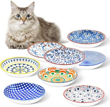 Набори керамічних мисок для котів FOSTBEEN (8 шт.), для корму та води, без втоми вусів, підходять для кошенят