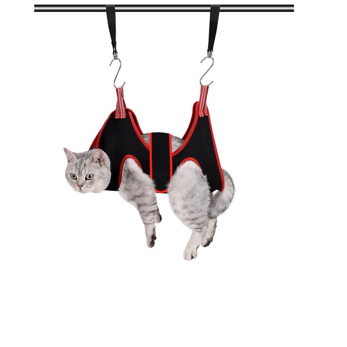 Гамак для грумінгу собак та котів, нашийник для догляду за шерстю, нігтями, вухами та очима (XS, 16.5 см), чорний