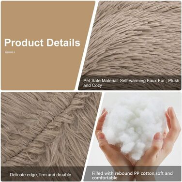 М'яке кругле ліжко для собак, плюшеве, кошик для домашніх тварин, доннат, ліжко-печера для собак, м'яке пухнасте ліжко-софа для середніх та великих собак, коричневе, діаметр 60 см, 60x60x20 см, коричневе