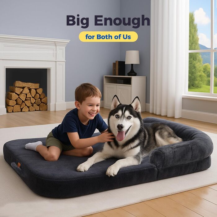 PAWZ Road лежанка для собак великих порід, ортопедична з memory foam, XL 138 см, знімний чохол
