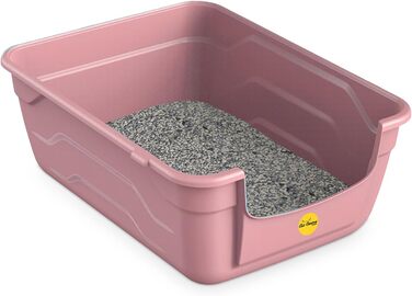 Лоток для котів з високим бортиком, без кришки, рожевий, 50 x 38,5 см