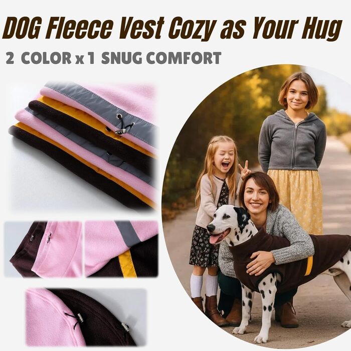 Тепла флісова жилетка для собак 5-в-1 з отвором для повідка, для середніх собак (Cocker, Spaniel), коричнева