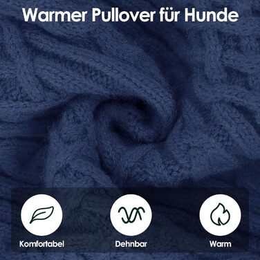 Теплий пуловер для собак AOFITEE для дрібних порід, текі, з коміром-горловиною, зимовий, блакитний (S)
