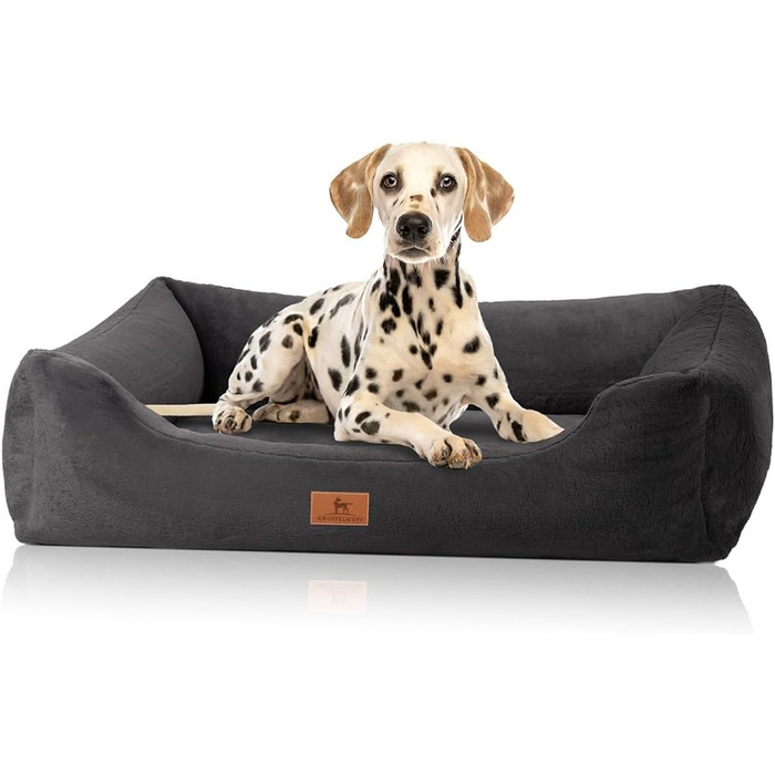 Ортопедичне ліжко для собак Knuffelwuff Schnuffelupagus XXL, 120 x 85 см, чорне. Знімний, зручний, м'який, для великих, середніх та маленьких собак.