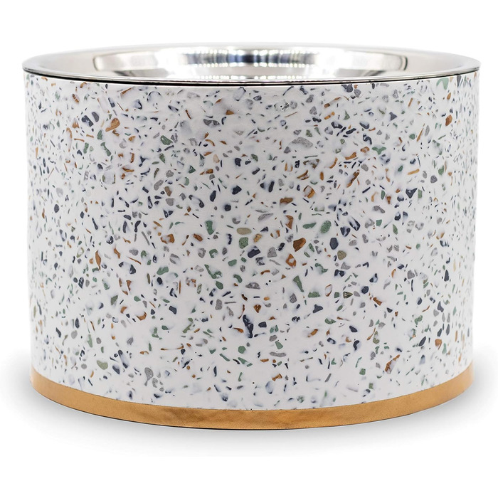 Підставка для годівлі собак Pet Junkie Terrazzo з мискою з нержавіючої сталі, велика, біла