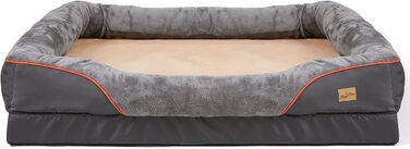 Ортопедичне собаче ліжко з memory foam: водонепроникне диван для собак, великого розміру XXXL (135x100 см) з роликом для шиї, знімний чохол