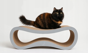 Дряпалка для котів HomeCatty, сіра, до 60 см, картонна, 2 рівні