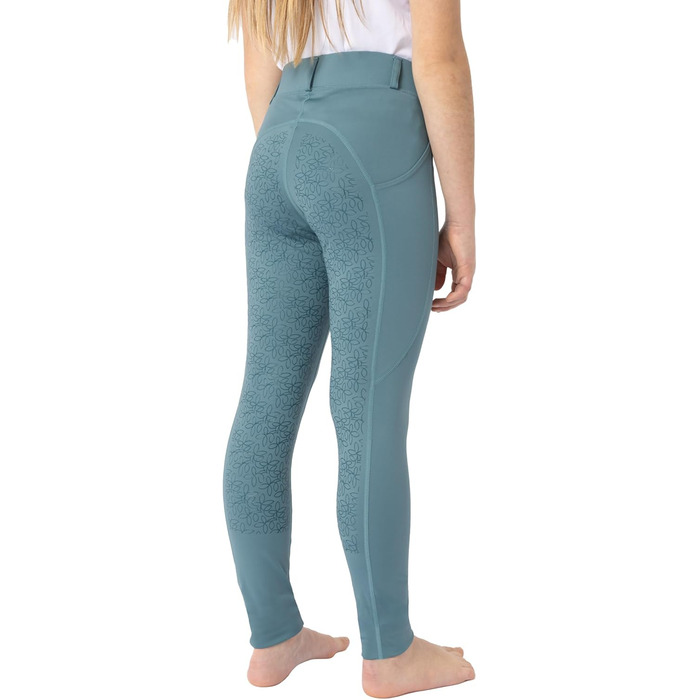 Дитячі верхові штани HORZE DEA, 122-128, Arctic Blue - повний обтиск, кишеня для телефону, петлі для ременя