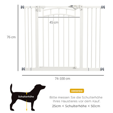 PawHut Dog Door Gate 74-100 см шлагбаум з дверима з автоматичним закриванням без свердління для малих і середніх собак