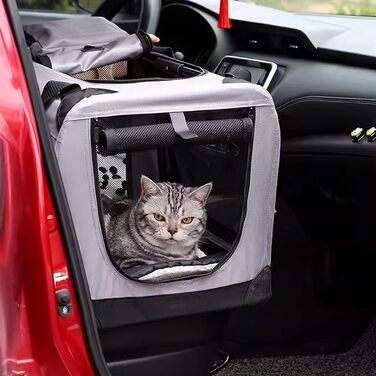 Транспортна сумка для собак і котів, складана переноска з підстилкою, ручками, з оксфордської тканини та сталевим каркасом, з кількома дверцятами (Рожева, 50 x 35 x 35 см)