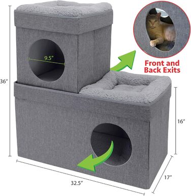 Великий багатофункціональний котячий будинок Kitty City: куб, кондо, пуф, складане ліжко
