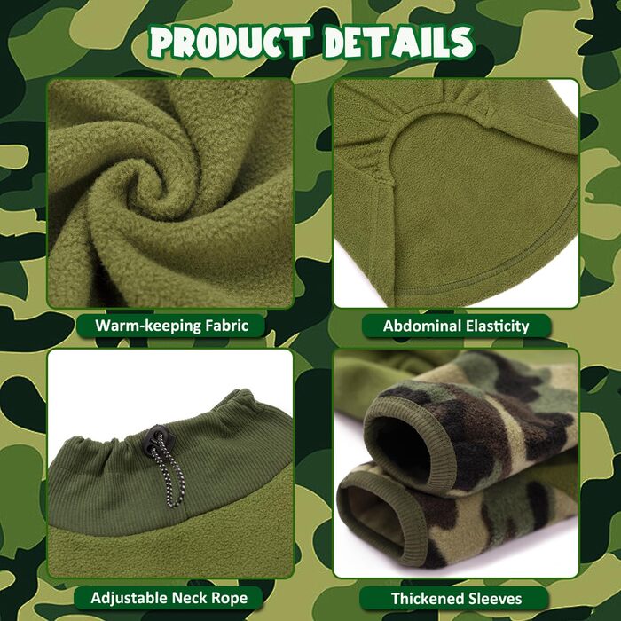 Теплий зимовий халат-піжама для собак, камуфляжний костюм, тепла куртка для собак, одяг для собак (зелений, 2XL, обхват грудей до 59.9 см)