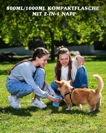 Складана пляшка для води для собак Lesotc 1000 мл, витоку немає, блакитна