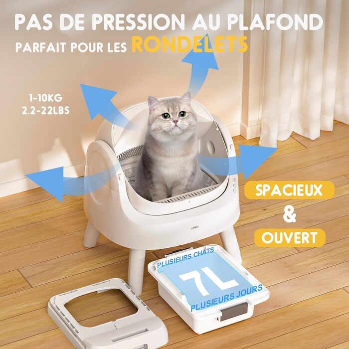 PetPivot автоматичний туалет для котів, самоочищення, XL, безпечний, для кількох котів, гігієнічний, не потребує прибирання