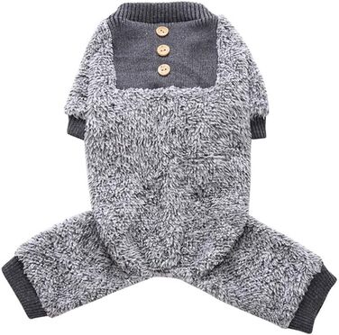 Піжама для собак Oncpcare з флісу, теплий халат, комбінезон, сорочка для собак та котів, 100% бавовна, сірий колір, розмір S