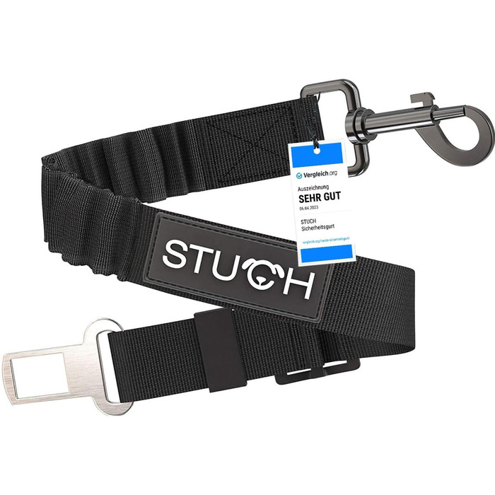Універсальний безпечний ремінь STUCH для собак та котів - підходить для всіх порід собак та типів автомобілів (чорний колір), OneSize