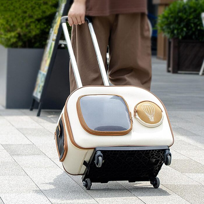 Транспортна переноска для котів та собак на колесах, переноска для тварин, переноска на колесах, знімний відсік, переноска-візок для подорожей та піших прогулянок