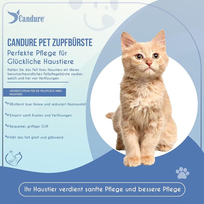 Професійна щітка-гребінець Candure для собак та котів: двостороння щітка для вичісування довгої шерсті, розплутування вузлів та видалення підшерстя (блакитна)