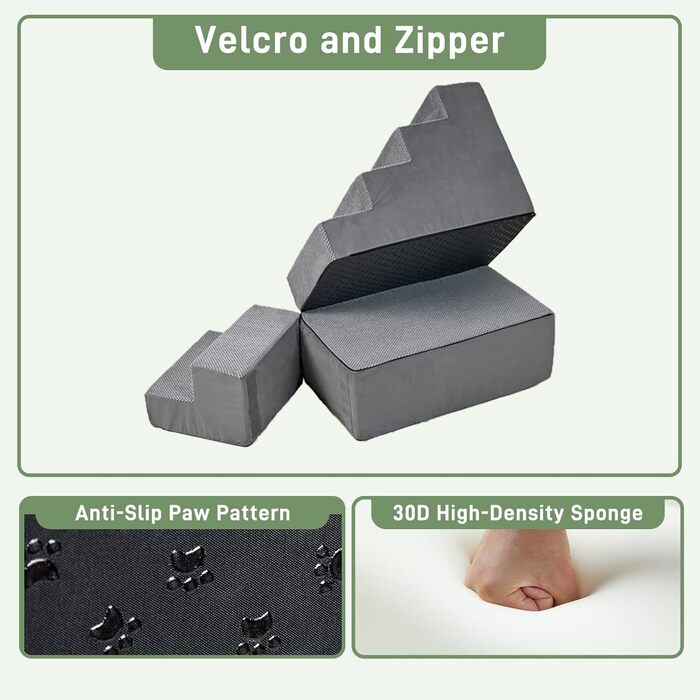 Сходинки для собак до ліжка, 73.7 см, 6 сходинок, сірі. Підходять для ліжок/диванів висотою 63.5–76.2 см. Безпечні та стійкі для маленьких та великих собак/кішок