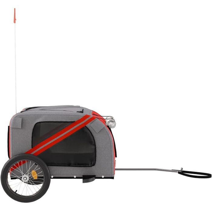 Фарм-причіп для собак Tidyard, 45 кг, з відбивачами, Oxford тканину та залізом (133,5 x 69 x 73,5 см, червоний та сірий)