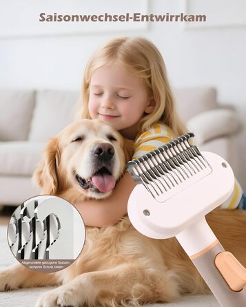 Універсальна щітка для котів та собак з довгим хутром, самоочисна, з нержавіючої сталі, для видалення шерсті та розплутування, з масажними щетинками, зняття шерсті одним натисканням