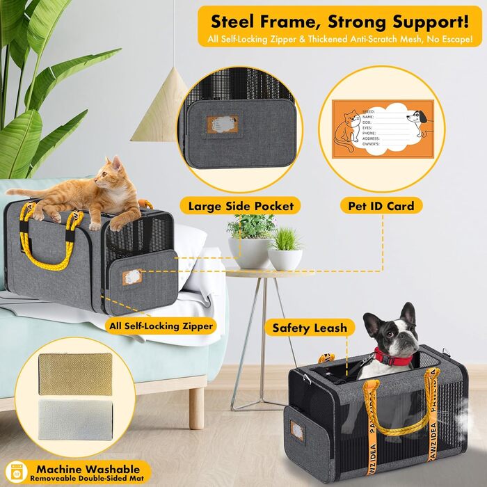 Транспортний бокс для тварин PAWZIDEA, чорний (середній, сірий)