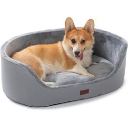 Кругле ліжко для собак середнього розміру Raikou, м'яке та зручне, з антиковзким покриттям, сірого кольору (75 x 54 x 27 см)