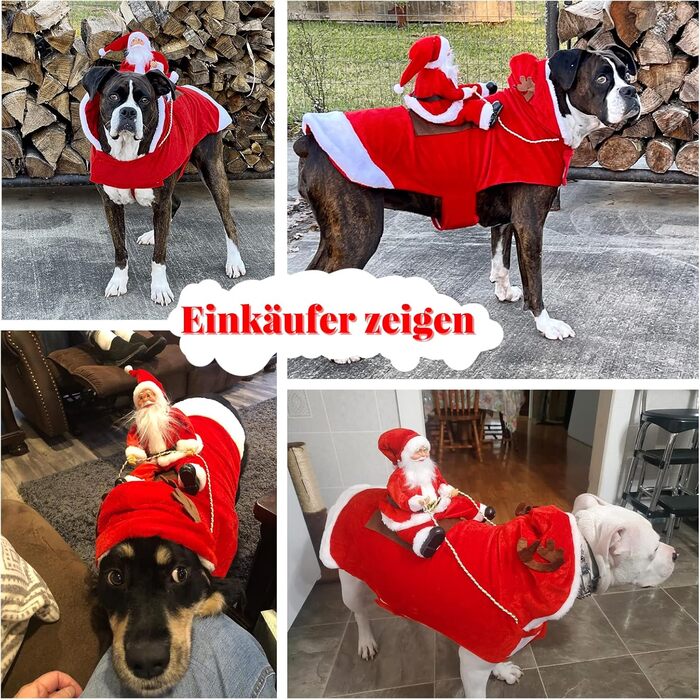 Костюм Санта Клауса для собак RANYPET: святковий набір для собак та котів, розмір L (36-45 см/51-64 см), червоний