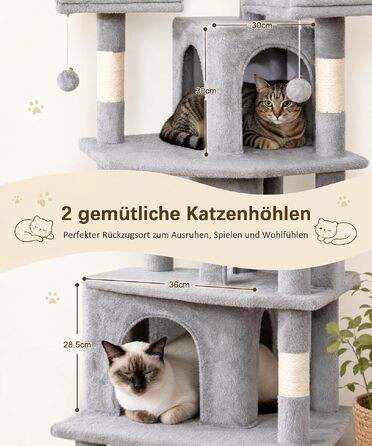 Ігровий комплекс для котів Kratzbaum, 181 см, когтеточка-будиночок для квартири (світло-сірий)
