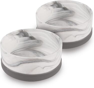 Набір мисок для собак з кераміки (2 шт., сірий, 400 мл) - для маленьких та великих собак, з неслизьким дном, придатні для миття в посудомийній машині