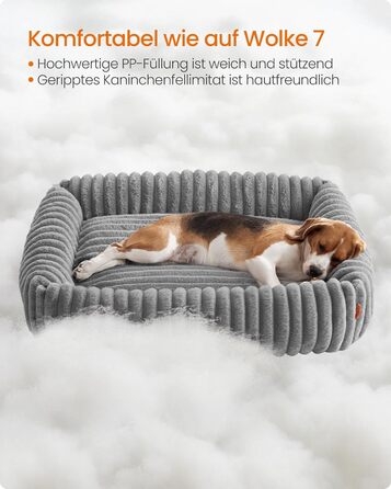 Feandrea Крісло-ліжко для собак, велике ортопедичне, знімний чохол, м'яка підстилка, 91 x 68 x 18 см, сірий (PGW312GD01 L)