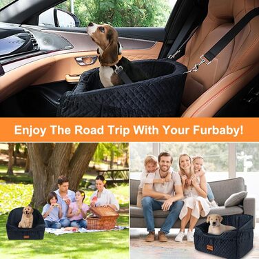 Автокрісло для собак маленьких та середніх порід, чорне. Зручне автоліжко з піднятою платформою, знімний чохол та кишені для аксесуарів. Підходить для собак до 13,6 кг.