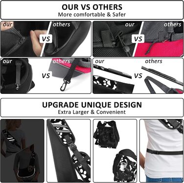 Трапельник для собак та котів, чорний, з регульованим ремінцем, для тварин до 5 кг, принт 'Лапи та кістки'