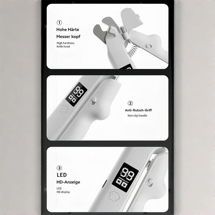 LED-криміна для догляду за кігтями собак та котів 2-в-1 – безпечна та тиха, з датчиком, світлом та захистом від бризок