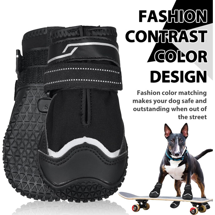 Чоботи для собак, 4 шт., неслизькі, захист лап, з світловідбиваючим ремінцем та липучкою, зимові чоботи для маленьких собак
