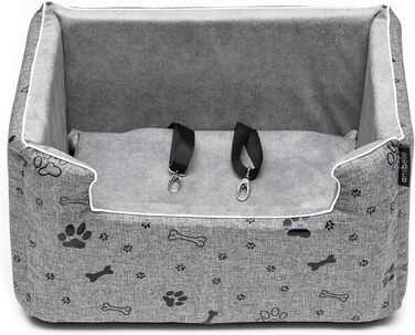 Автокрісло для собак Boutique Zoo | Зручне автокрісло для собак, котів та інших домашніх тварин | Для заднього сидіння, пасажирського сидіння | Автоматичне ліжко для собак, сумка-переноска | Поліестер, еко-замша | Колір: | Розміри: (L (57x50 см), Сірий / 