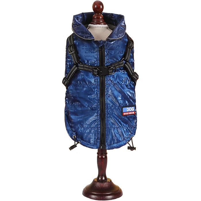 Тепла та водонепроникна жилетка для собак, розмір XXL, для маленьких та середніх порід, з світловідбиваючими смугами, блакитна