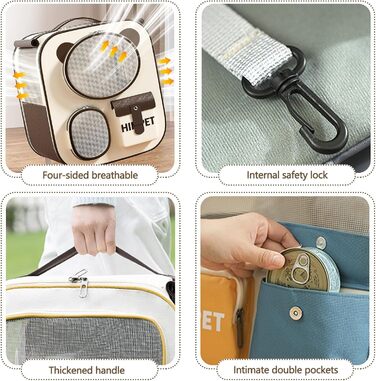 Рюкзак для тварин Galatée з колесами, зручний рюкзак для котів з знімними колесами, ролер-переноска для тварин, рюкзак для собак, ідеальний для подорожей/походів/відпочинку на природі (Блакитний)