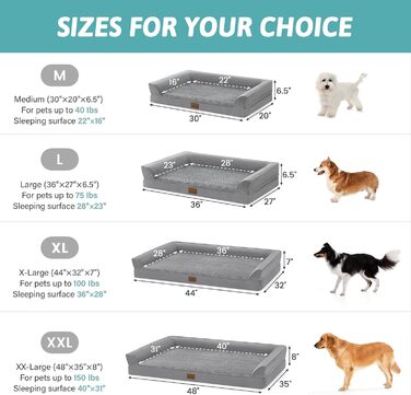 Ортопедичне ліжко для собак, диван для середніх та великих собак, неслизьке, миється, U-подібної форми, сірого кольору, 112,8 x 81,3 x 18,8 см