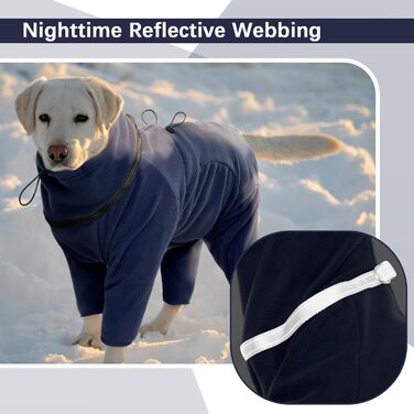 Теплий зимовий пуловер для собак з інтегрованим дзвоником, фліс, для малих, середніх та великих собак, зелений (L, Blue)