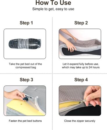 Ортопедичне ліжко для собак та котів NPET з піною пам'яті, розмір M (Large), знімний чохол