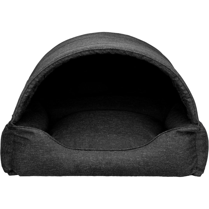 Квіткове ліжко для собак - будиночок-ліжко 2 в 1 - ідеально для маленьких та середніх собак. Зручне ліжко-будиночок з віднімним та пральним чохлом. Стабільний корзинка 82x58 см, темно-сірий, штучний льон.