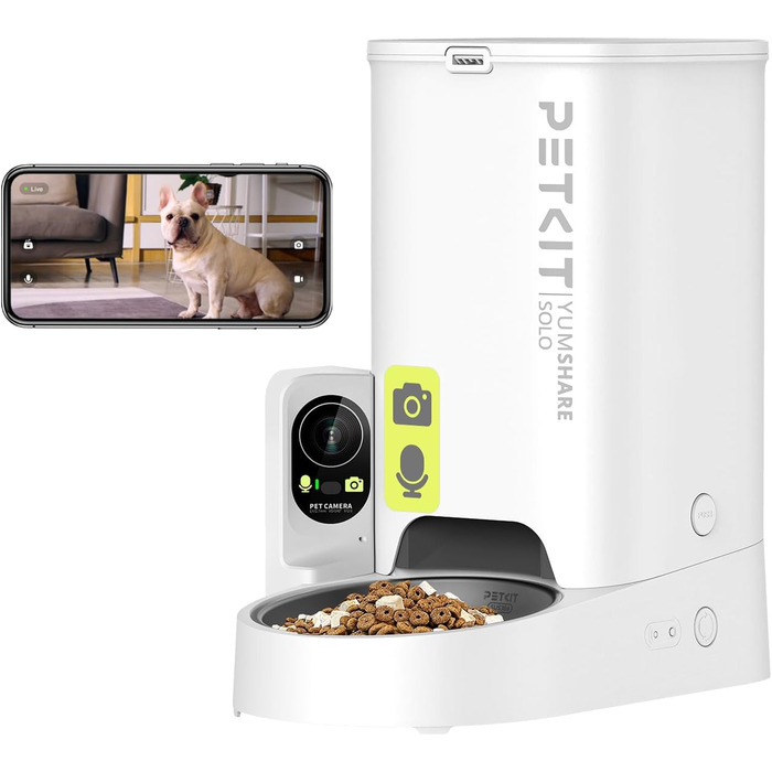Автоматична годівниця для котів і собак PETKIT з камерою, Wi-Fi, 3 л, керування через додаток, 1-5 годувань