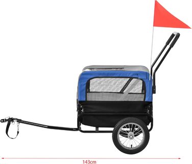 Причіп для велосипеда 2 в 1, прогулянковий, для собак до 20 кг, водонепроникний, з захистом від вітру та дощу, блакитний