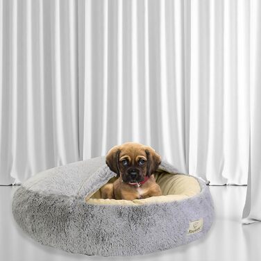 Кругле ліжко для собак та котів Zotteliges з балдахіном, сірого кольору (60 см)