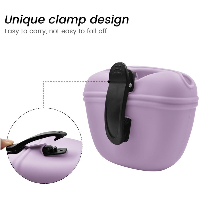 Сумка для корму для собак AUDWUD з силікону, портативний контейнер для тренувань з кліпсою, практичний магнітний замок, 2 шт. (Блакитне озеро + Гібіскус)