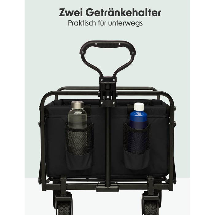 LifeGoods Фарбована візок-тачка, складаний садовий/пляжний візок, чорний – 98x45 см, 94L