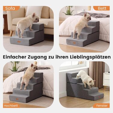Сходи для собак Gardner Pet 2-в-1, 3 ступені, регульована висота 23/36 см, сірі (висота 58 см)
