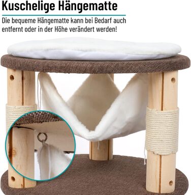 Котячий будиночок VOSS.PET Milo 70см - преміум когтеточка з платформою, гамаком та печерею